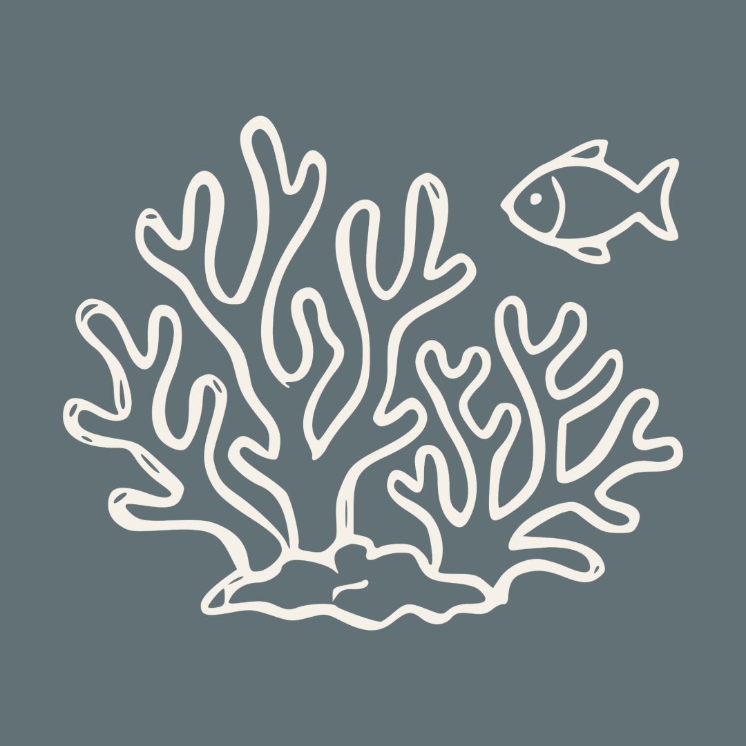 Accueil 3 CHERIE POP Pictogramme corail et poisson sur fond bleu Les Mondes Oceaniques